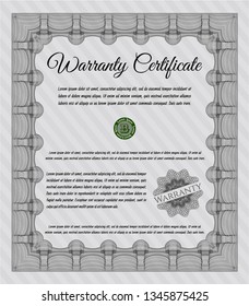 Grey Vintage Warranty template. Artistry design. Detailed. Printer friendly. 