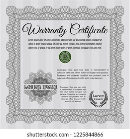 Grey Vintage Warranty template. With background. Customizable, Easy to edit and change colors. Money style design. 