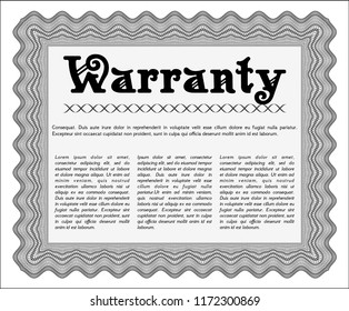 Grey Vintage Warranty template. With complex background. Money design. Detailed. 