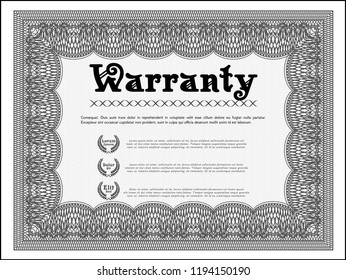 Grey Vintage Warranty template. With complex background. Vector illustration. Good design. 