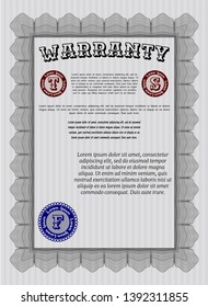 Grey Vintage Warranty template. Complex background. Retro design. Vector illustration. 