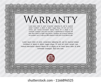 Grey Vintage Warranty template. Cordial design. Easy to print. Customizable, Easy to edit and change colors. 