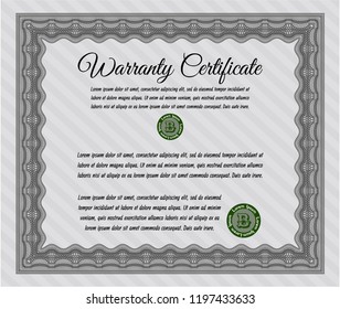 Grey Vintage Warranty template. Cordial design. With guilloche pattern and background. Customizable, Easy to edit and change colors. 