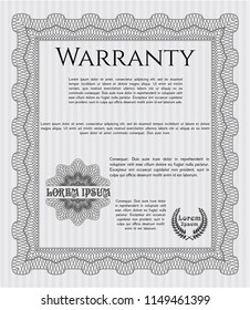 Grey Vintage Warranty template. Detailed. With complex background. Artistry design. 