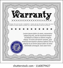 Grey Vintage Warranty template. Detailed. With great quality guilloche pattern. Excellent design. 