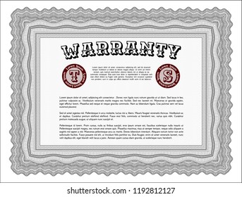 Grey Vintage Warranty template. Detailed. With guilloche pattern. Retro design. 