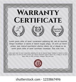 Grey Vintage Warranty template. Detailed. Printer friendly. Lovely design. 