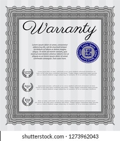 Grey Vintage Warranty template. Detailed. With linear background. Money style design. 