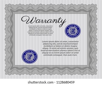 Grey Vintage Warranty template. Easy to print. Vector illustration. Superior design. 