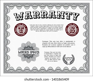 Grey Vintage Warranty template. Easy to print. Customizable, Easy to edit and change colors. Artistry design. 