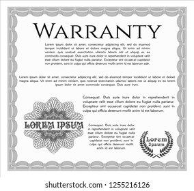 Grey Vintage Warranty template. Elegant design. Printer friendly. Detailed. 