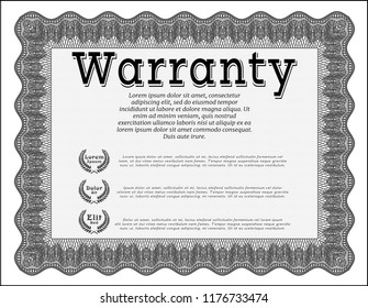 Grey Vintage Warranty template. Excellent design. With background. Vector illustration. 
