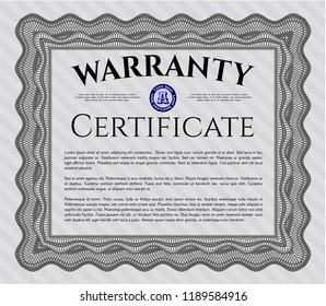 Grey Vintage Warranty template. With great quality guilloche pattern. Money design. Vector illustration. 