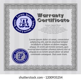 Grey Vintage Warranty template. With guilloche pattern. Customizable, Easy to edit and change colors. Nice design. 