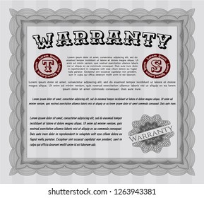 Grey Vintage Warranty template. With guilloche pattern. Detailed. Modern design. 
