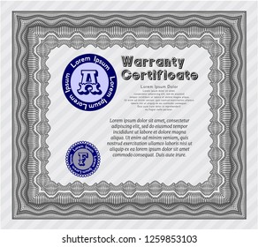 Grey Vintage Warranty template. With linear background. Vector illustration. Money design. 