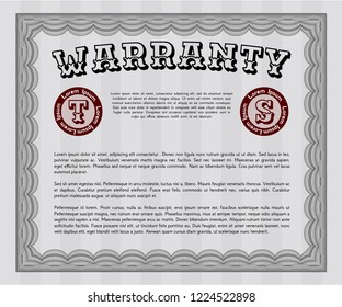 Grey Vintage Warranty template. Money Pattern. Detailed. With background. 