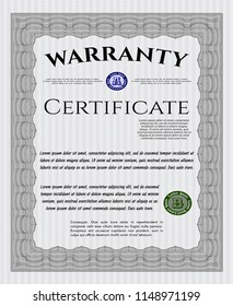 Grey Vintage Warranty template. Printer friendly. Vector illustration. Modern design. 