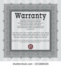 Grey Vintage Warranty template. With quality background. Excellent design. Vector illustration. 