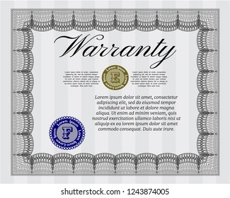 Grey Vintage Warranty template. Retro design. With background. Detailed. 