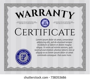 Grey Vintage Warranty template. Retro design. With guilloche pattern and background. Vector illustration. 