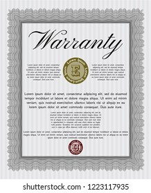 Grey Vintage Warranty template. Sophisticated design. With guilloche pattern. Vector illustration. 