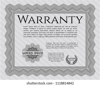 Grey Vintage Warranty template. Vector illustration. Complex background. Money Pattern design. 