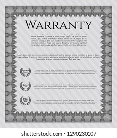 Grey Vintage Warranty template. Vector illustration. With guilloche pattern. Money design. 