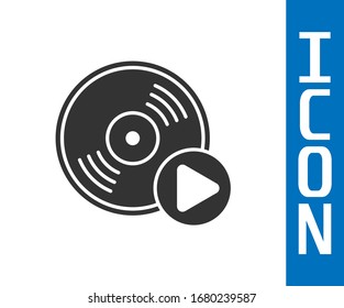Grey Vinyl disk icon isolated on white background.  Vector Illustration