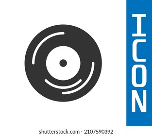 Icono de disco de vinilo gris aislado en fondo blanco.  Vector