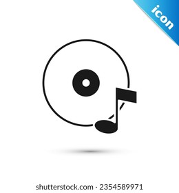 Icono de disco de vinilo gris aislado en fondo blanco.  Vector