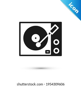 Grey Vinyl player with a vinyl disk icon isolated on white background.  Vector