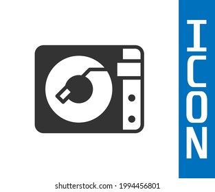 Grey Vinyl player with a vinyl disk icon isolated on white background.  Vector