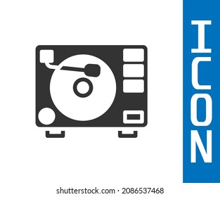 Grey Vinyl player with a vinyl disk icon isolated on white background.  Vector