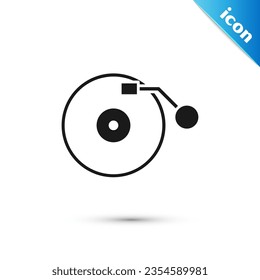 Grey Vinyl player with a vinyl disk icon isolated on white background.  Vector