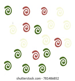 Grey, Violet and Green Snails on White Background