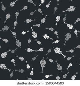 Grey Violin icon isolated seamless pattern on black background. Musical instrument.  Vector Illustration