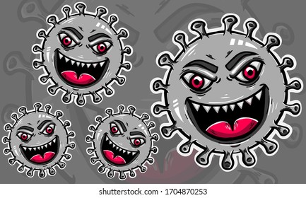 grey  virus character illustration 