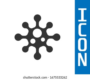 Grey Virus icon isolated on white background. Corona virus 2019-nCoV. Bacteria and germs, cell cancer, microbe, fungi.  Vector Illustration