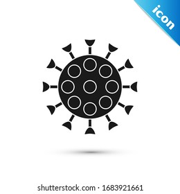 Grey Virus icon isolated on white background. Corona virus 2019-nCoV. Bacteria and germs, cell cancer, microbe, fungi.  Vector Illustration