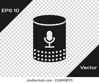 Grey Voice assistant icon isolated on transparent background. Voice control user interface smart speaker. Vector Illustration