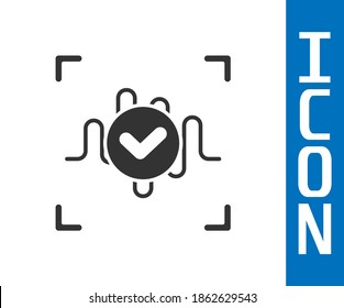 Grey Voice recognition icon isolated on white background. Voice biometric access authentication for personal identity recognition. Cyber security.  Vector