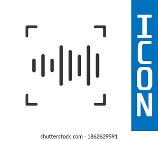 Grey Voice recognition icon isolated on white background. Voice biometric access authentication for personal identity recognition. Cyber security.  Vector
