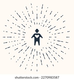 Grey Volunteer icon isolated on beige background. Abstract circle random dots. Vector