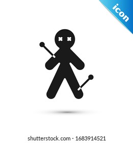 Grey Voodoo doll icon isolated on white background.  Vector Illustration