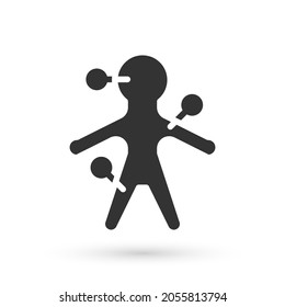 Grey Voodoo doll icon isolated on white background.  Vector