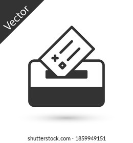 Grey Vote box or ballot box with envelope icon isolated on white background. Vector.