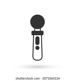 Grey VR controller game icon isolated on white background. Virtual reality experience, sensation of presence, position-tracking technology device.  Vector