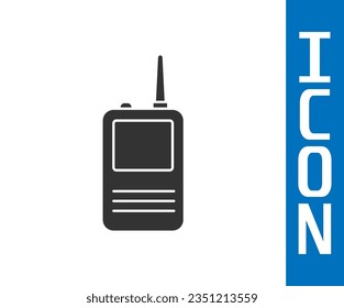 Grey Walkie talkie icon isolated on white background. Portable radio transmitter icon. Radio transceiver sign.  Vector Illustration