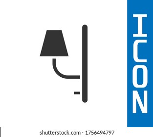 Icono del espacio de pared gris aislado en fondo blanco. Luz de la lámpara de pared.  Ilustración vectorial